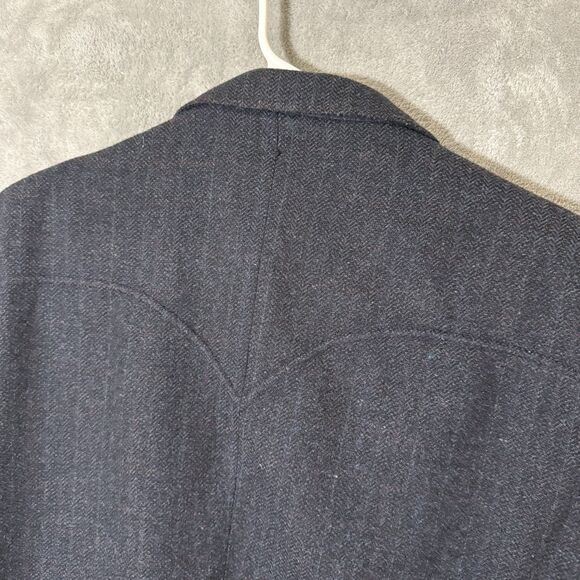Circle S Western Blazer Sport Coat Navy Blue 46L Rodeo Cowboy Yoke Two Button - Picture 11 of 13
